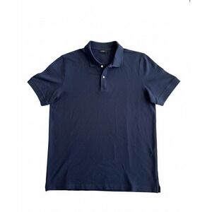 Quince Men Polo Organic Cotton Navy Blue Size Large Pique Short Sleeve